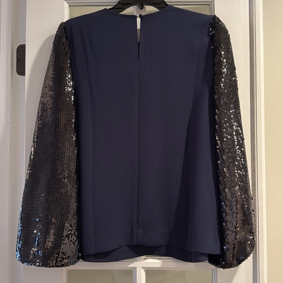 NWT JCrew sequin-sleeve crepe blouse Size S - Picture 6 of 7